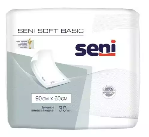Впитывающие пеленки Seni Soft Basic, 90х60см, 30шт