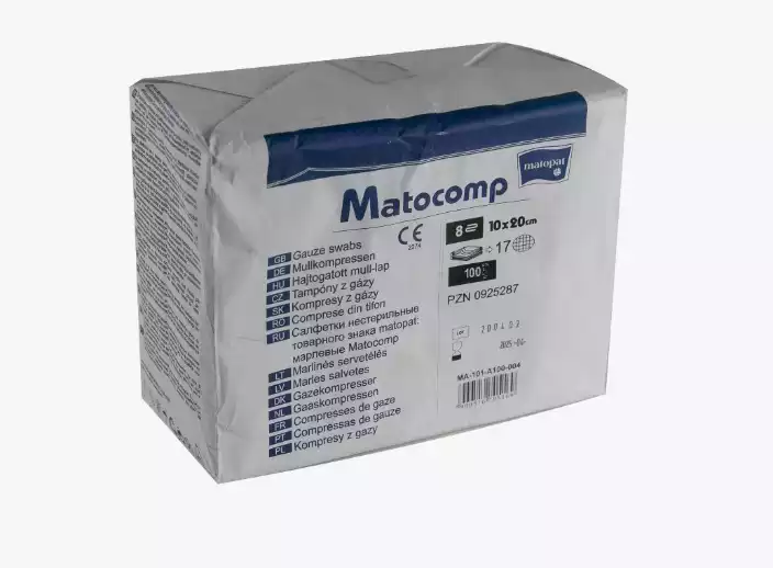 Салфетки марлевые нестерильные Matopat matocomp 10смх20см, 8 сложений, 100 шт
